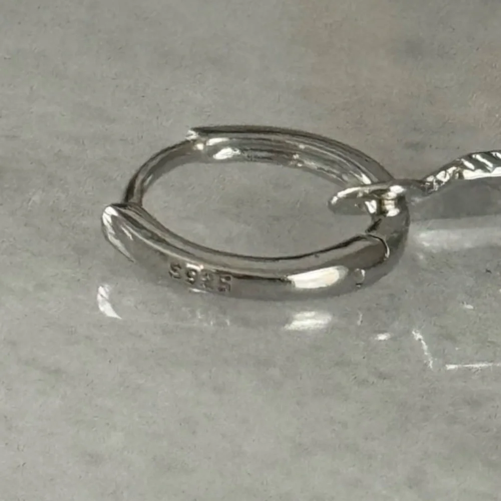 New Drop! Sterling Silver Square Star Burst Crystal Pendant Huggie Hoop Earrings - Picture 3 of 4